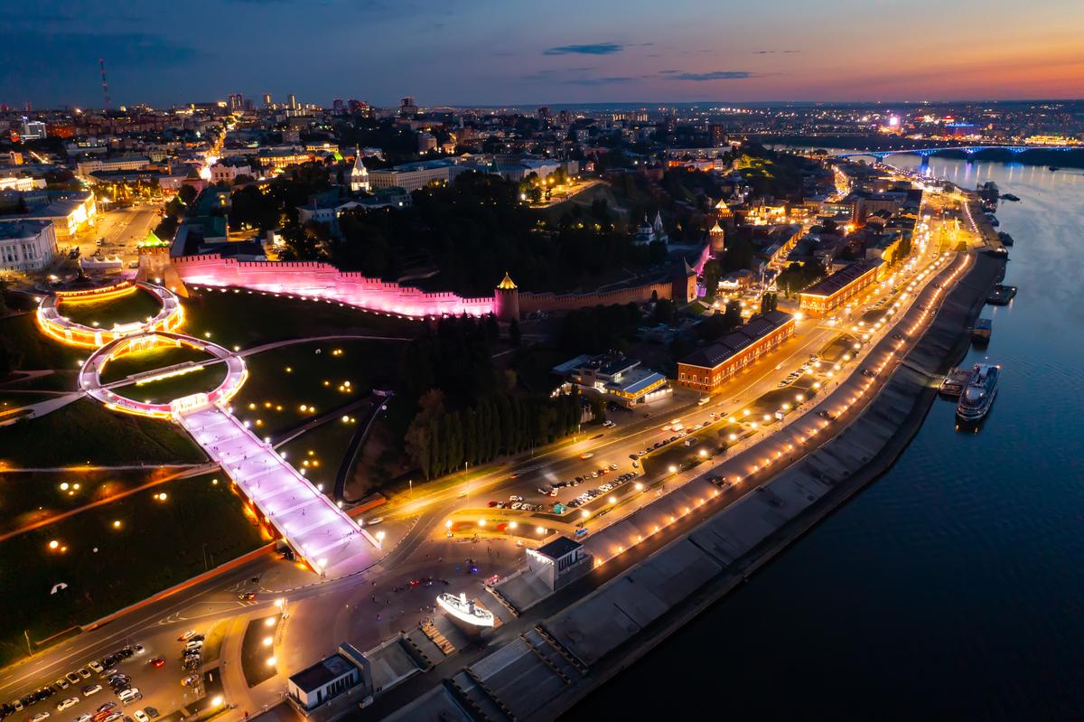 Ночная подсветка в Нижнем Новгороде