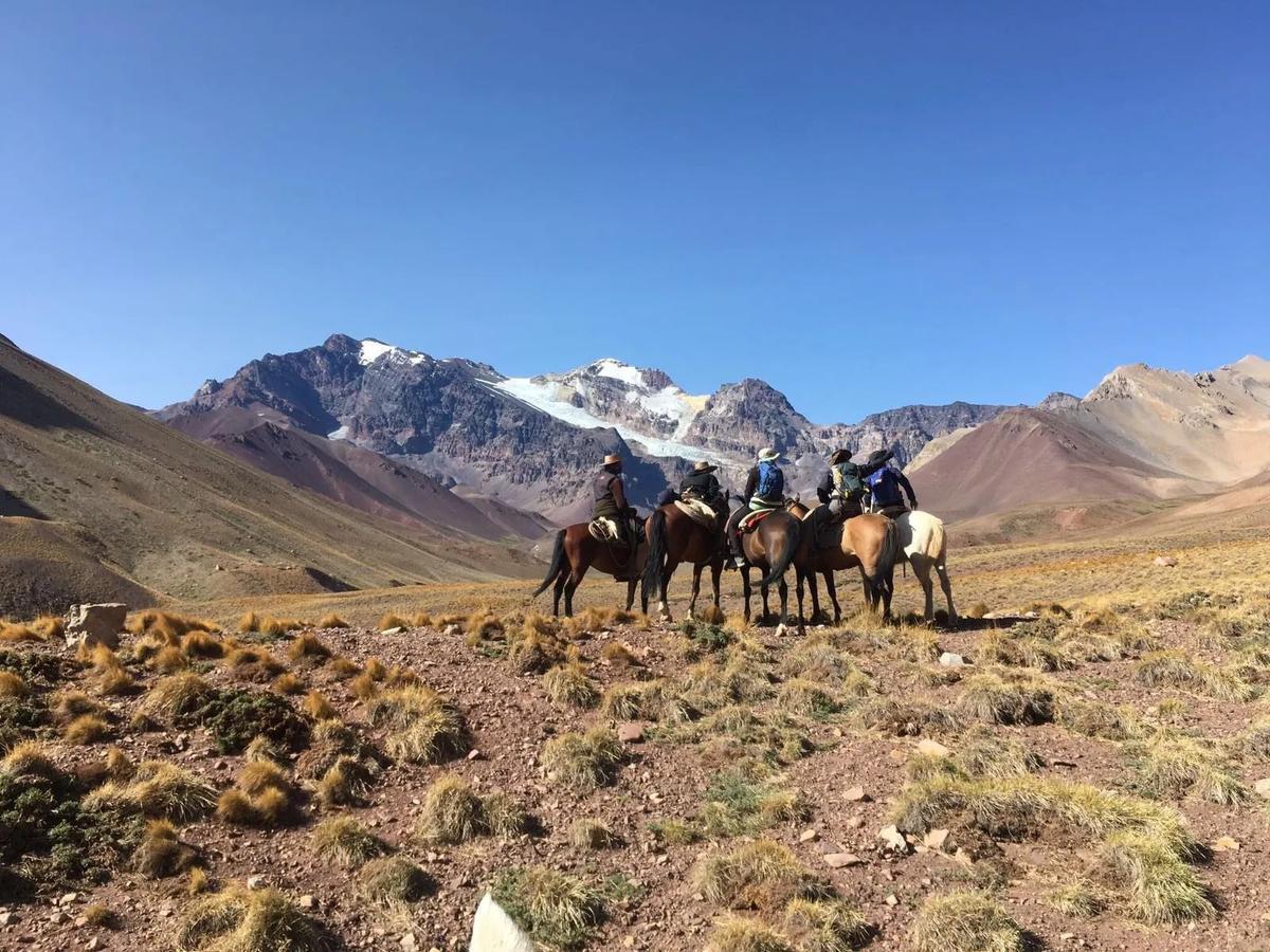 Group of Horseback Riders in the Andes
