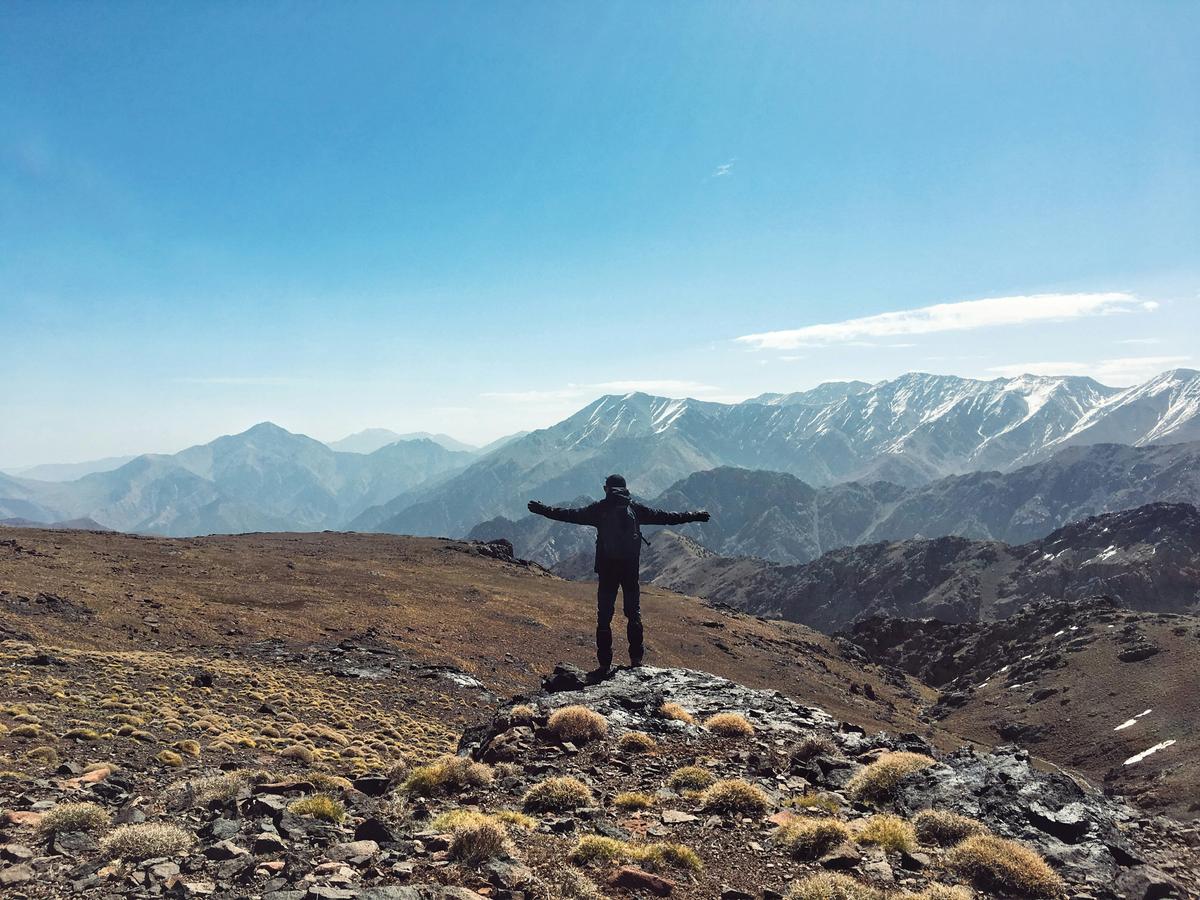 A tourist in the Atlas Mountains