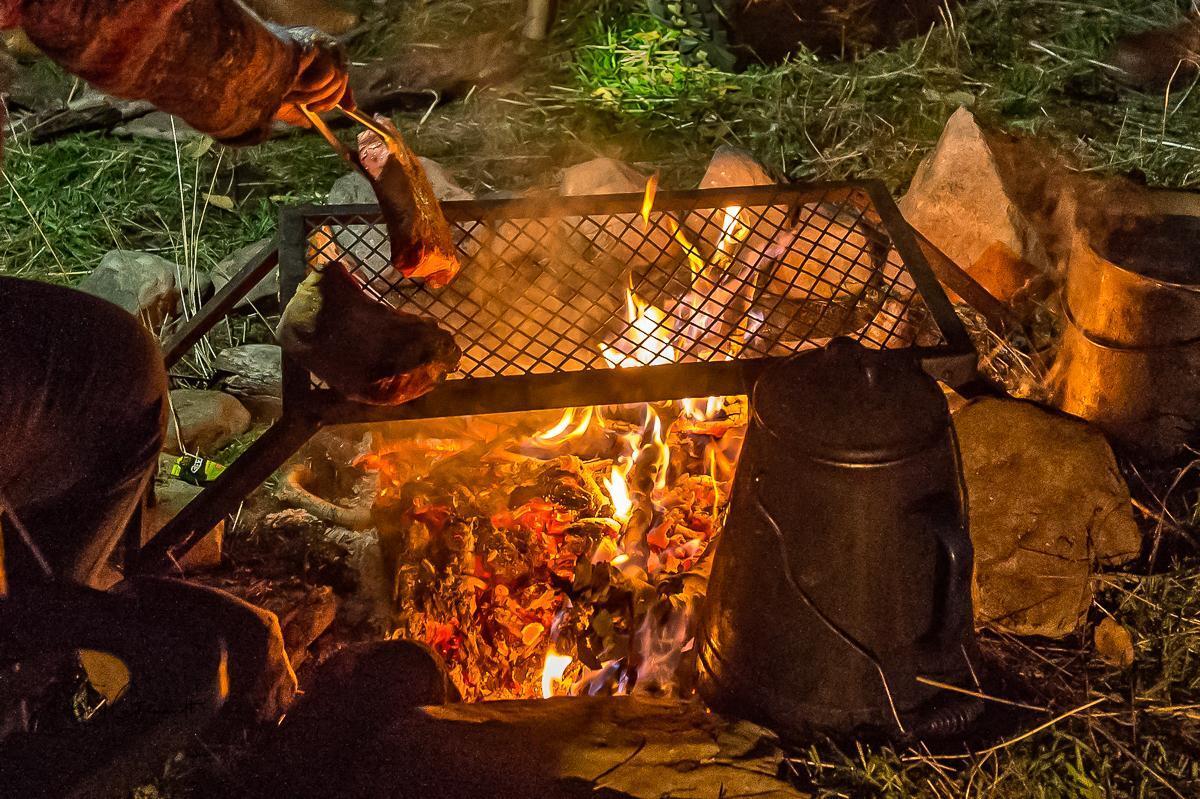 Cooking over a campfire