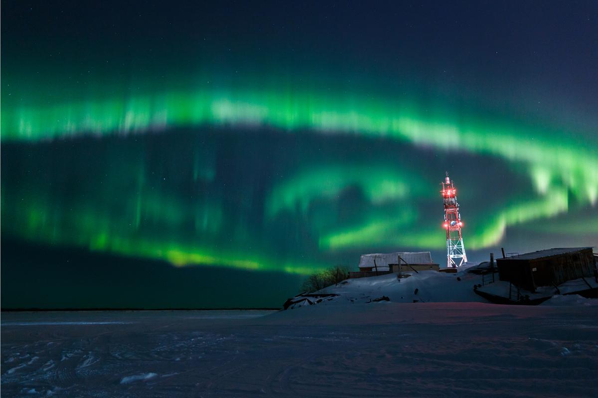 Северное сияние над Нарьян-Маром