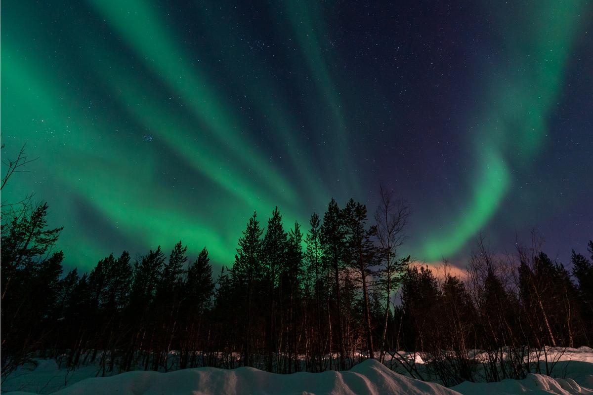 Северное сияние на Кольском полуострове
