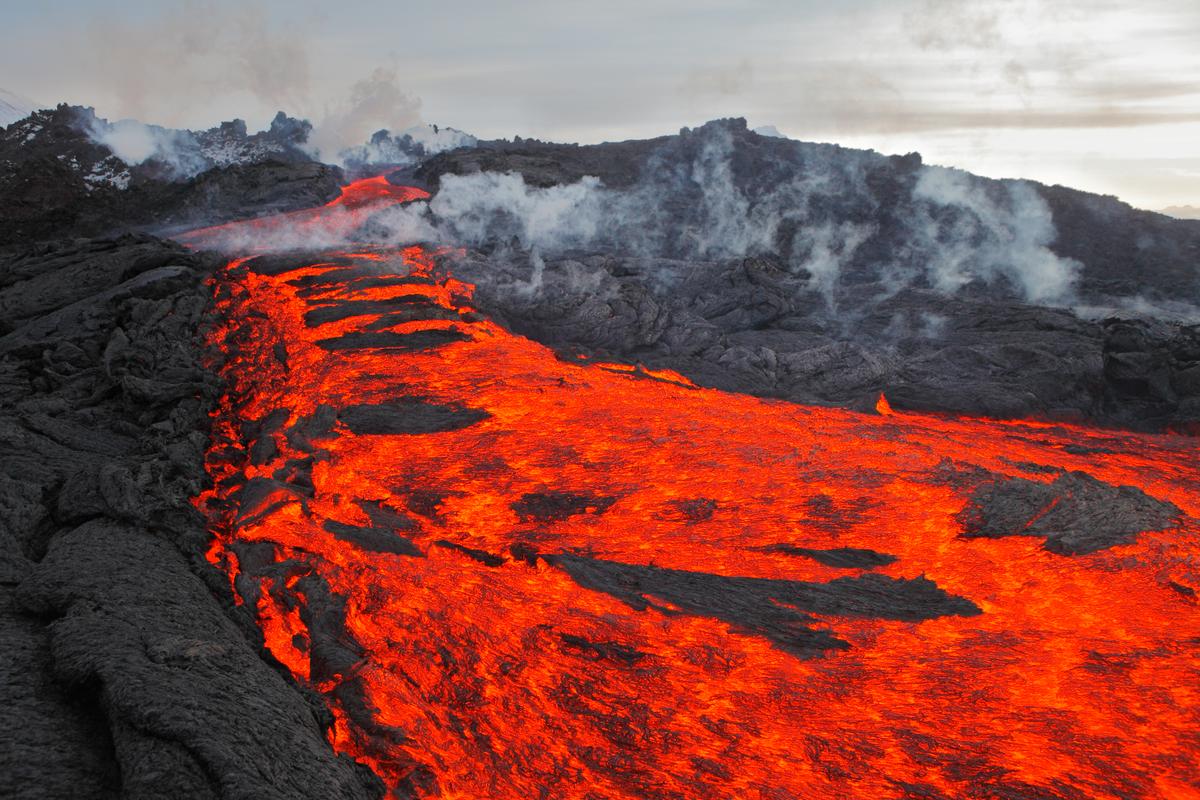 Volcanic eruption and lava
