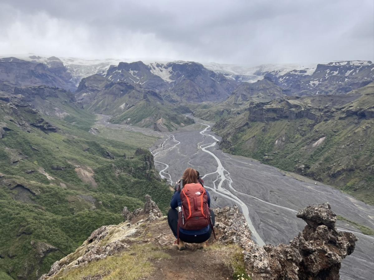 Tourist in the Mountains of Iceland