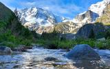 Смотровая Зеленая полка, ледник Гумачи и водопад Гумачи