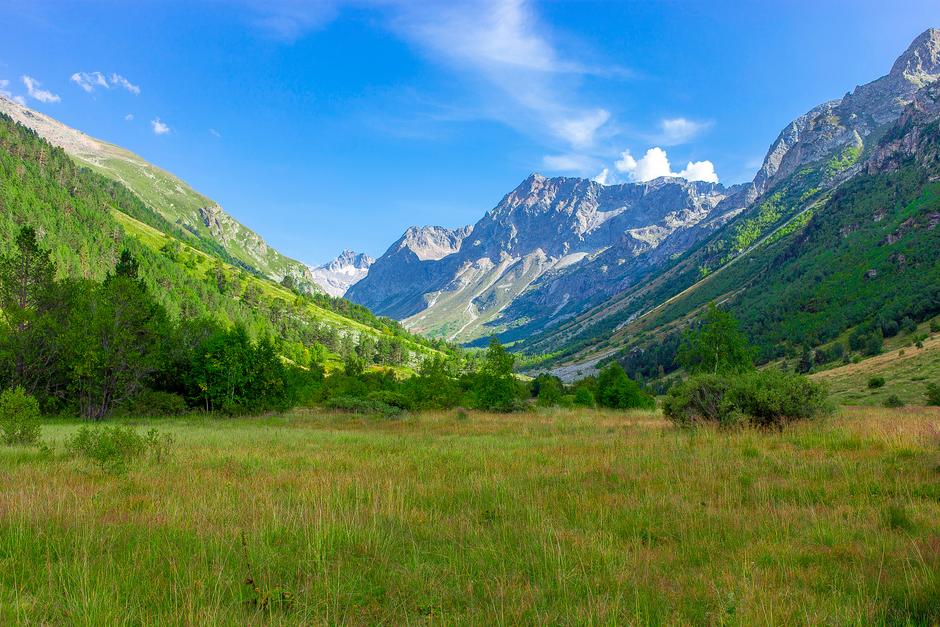 Вид на горное ущелье летом